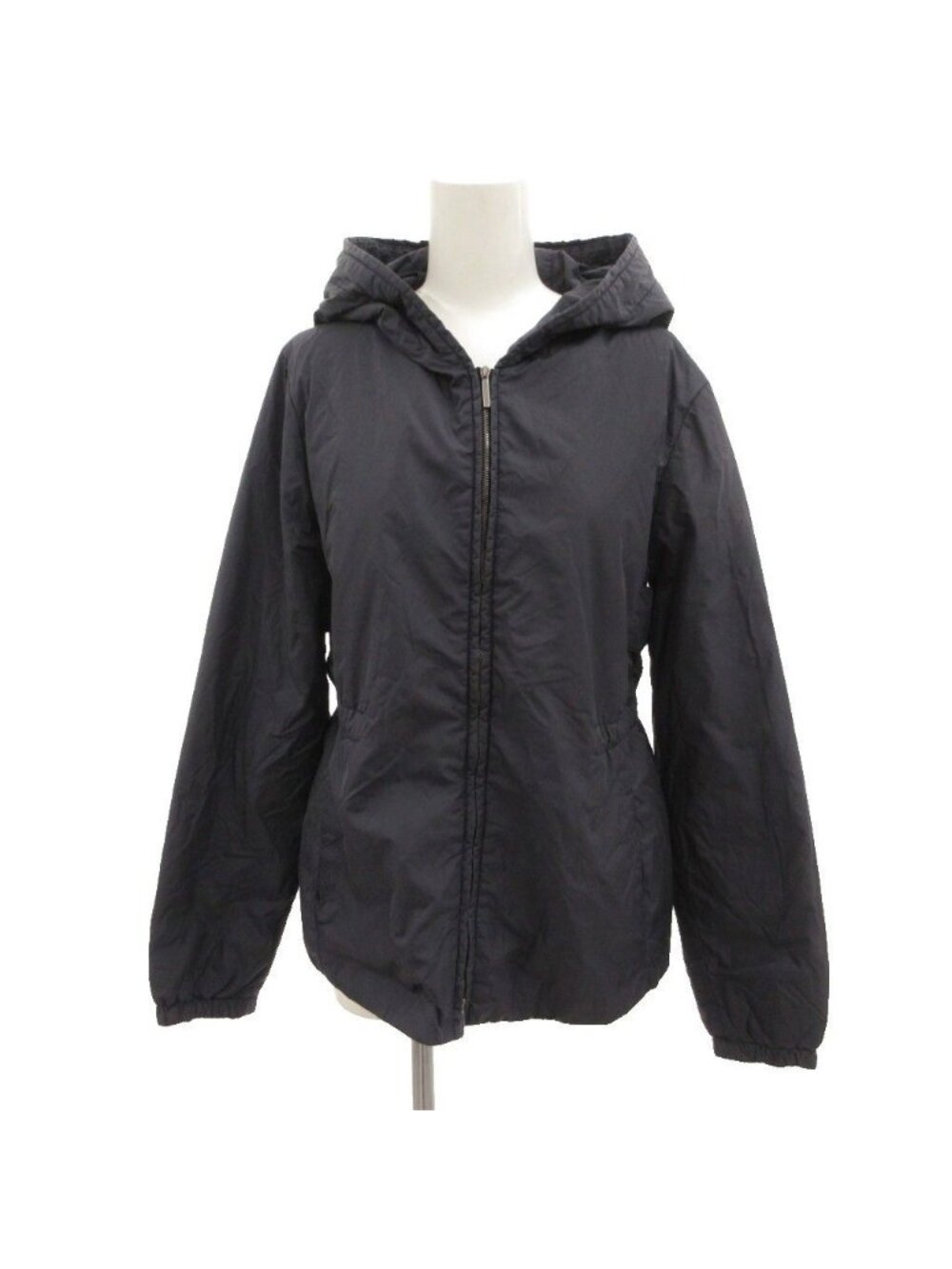 Max Mara S 'S Windbreaker Jacket Hoodie Zip Up Navy